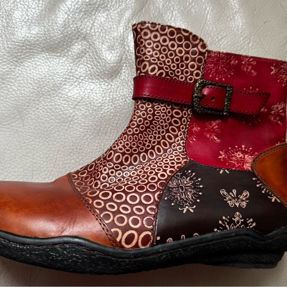 Brand New Spring Step L’Artiste Patchwork Zippered Boot